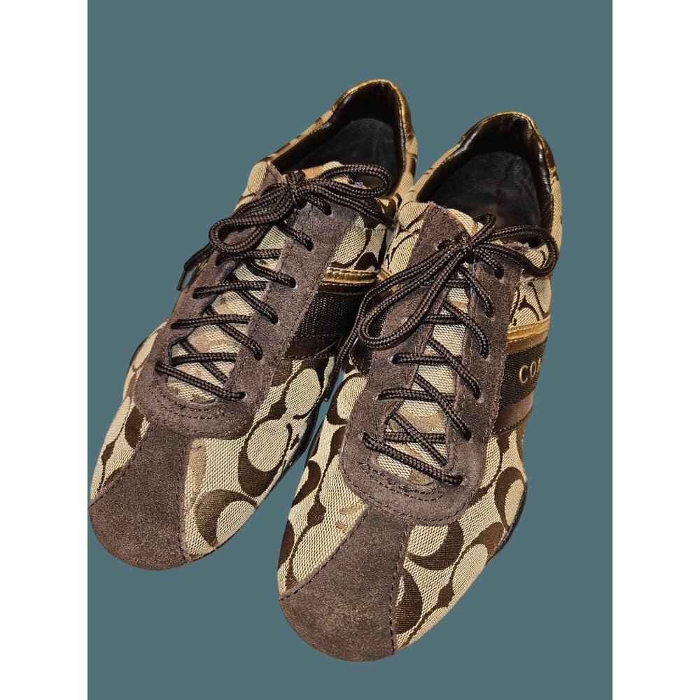 Coach Jayme Signature Canvas Suede Lace Up Oxford Sneaker Women Size 7M - Picture 4 of 16